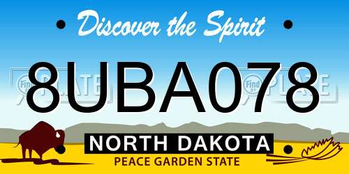 8UBA078 North Dakota License Plate