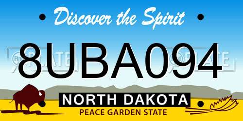 8UBA094 North Dakota License Plate