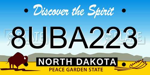 8UBA223 North Dakota License Plate