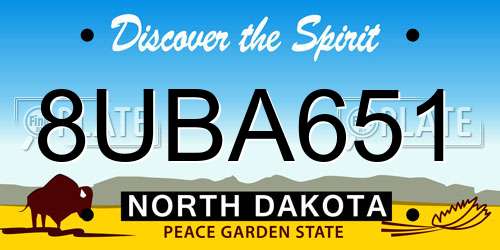 8UBA651 North Dakota License Plate