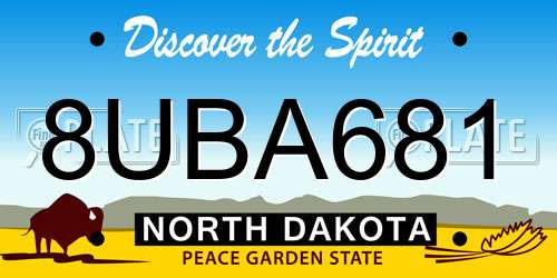 8UBA681 North Dakota License Plate