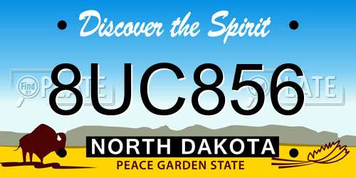 8UC856 North Dakota License Plate