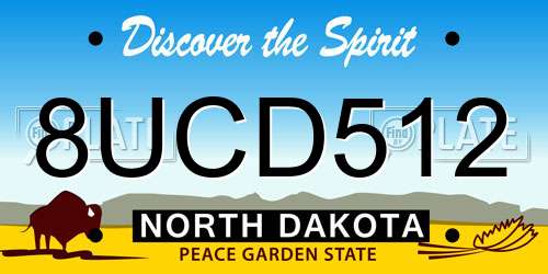 8UCD512 North Dakota License Plate