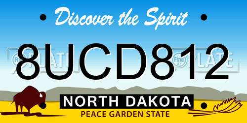 8UCD812 North Dakota License Plate