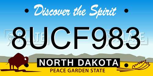 8UCF983 North Dakota License Plate