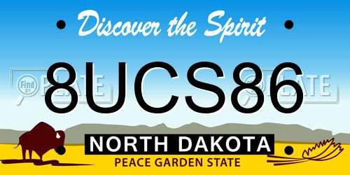 8UCS86 North Dakota License Plate