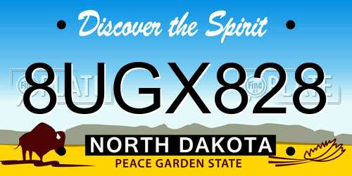8UGX828 North Dakota License Plate