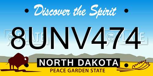 8UNV474 North Dakota License Plate