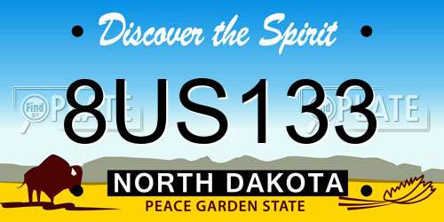 8US133 North Dakota License Plate