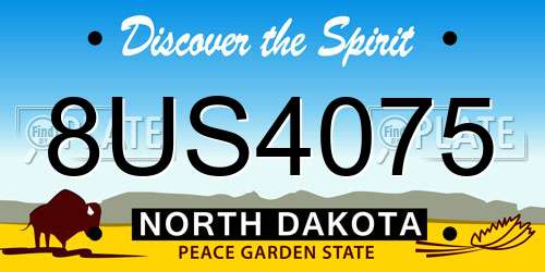 8US4075 North Dakota License Plate