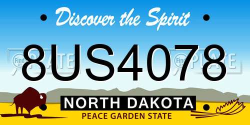 8US4078 North Dakota License Plate