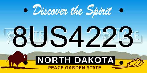 8US4223 North Dakota License Plate