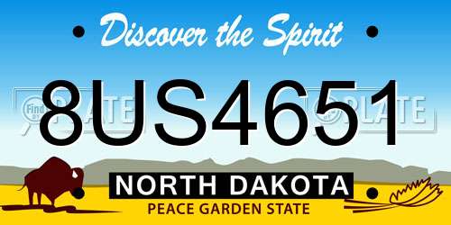 8US4651 North Dakota License Plate