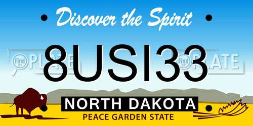 8USI33 North Dakota License Plate