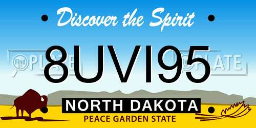 8UVI95 North Dakota License Plate