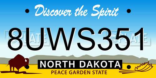 8UWS351 North Dakota License Plate