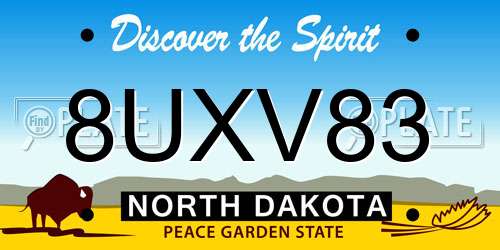 8UXV83 North Dakota License Plate