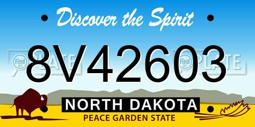 8V42603 North Dakota License Plate