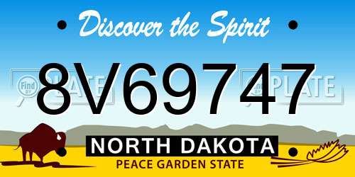 8V69747 North Dakota License Plate