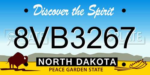 8VB3267 North Dakota License Plate