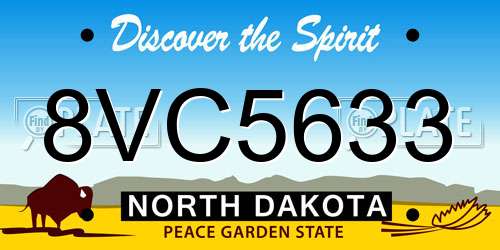 8VC5633 North Dakota License Plate