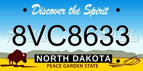 8VC8633 North Dakota License Plate