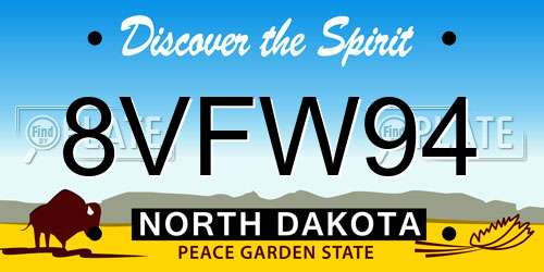 8VFW94 North Dakota License Plate