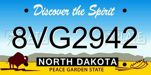 8VG2942 North Dakota License Plate