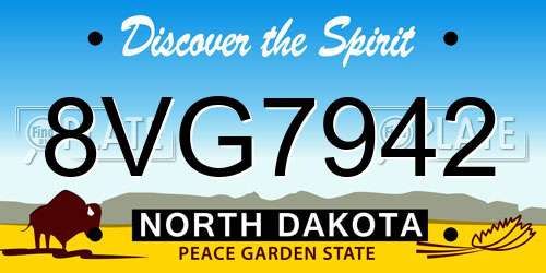 8VG7942 North Dakota License Plate