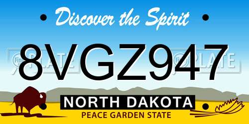 8VGZ947 North Dakota License Plate