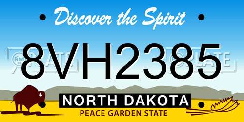 8VH2385 North Dakota License Plate