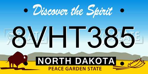 8VHT385 North Dakota License Plate