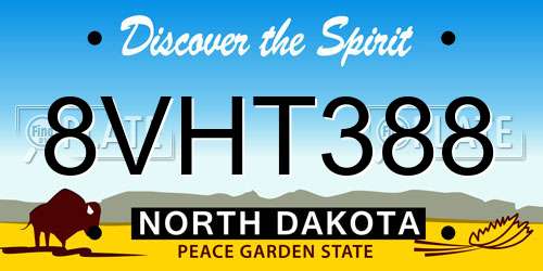 8VHT388 North Dakota License Plate