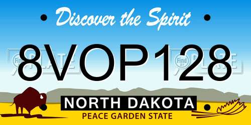 8VOP128 North Dakota License Plate
