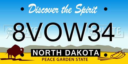 8VOW34 North Dakota License Plate