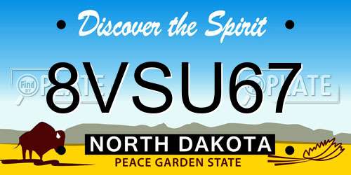 8VSU67 North Dakota License Plate