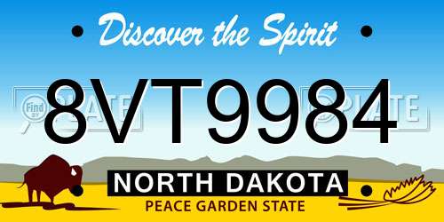 8VT9984 North Dakota License Plate