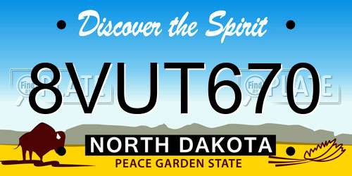 8VUT670 North Dakota License Plate
