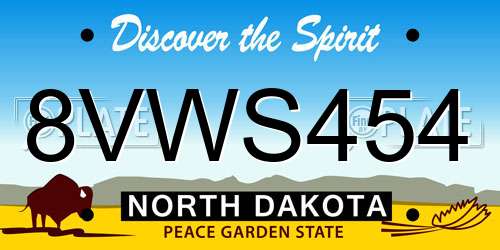 8VWS454 North Dakota License Plate