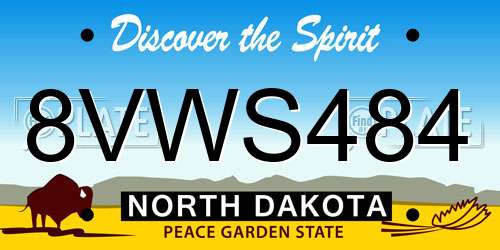 8VWS484 North Dakota License Plate