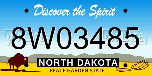 8W03485 North Dakota License Plate