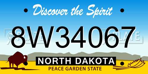 8W34067 North Dakota License Plate