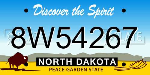 8W54267 North Dakota License Plate