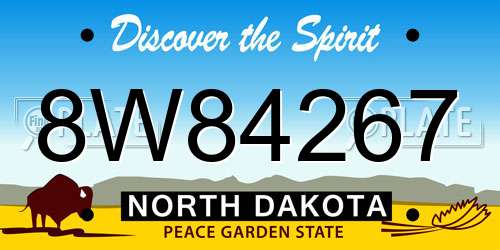 8W84267 North Dakota License Plate