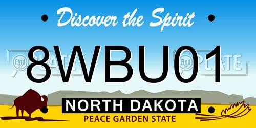 8WBU01 North Dakota License Plate
