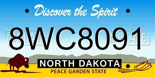 8WC8091 North Dakota License Plate