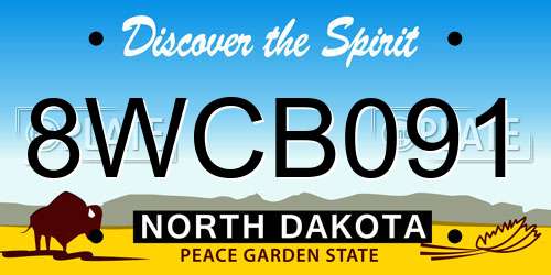 8WCB091 North Dakota License Plate