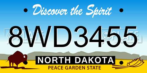 8WD3455 North Dakota License Plate