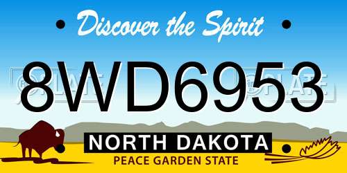 8WD6953 North Dakota License Plate