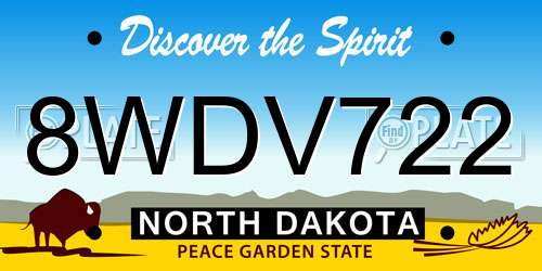 8WDV722 North Dakota License Plate